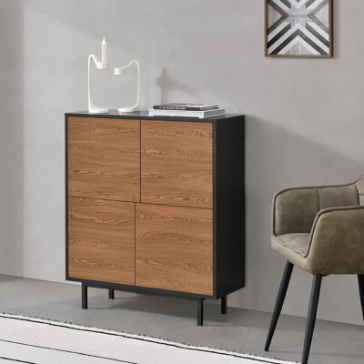 en.casa Gnosjö commode 4 portes marron foncé - Commode en.casa Gnosjö commode 4 portes marron foncé - Commode