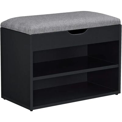 en.casa Banc de Rangement à Chaussures - Noir, Gris - Mobilier d'Entrée - Publicité en.casa Banc de Rangement à Chaussures - Noir, Gris - Mobilier d'Entrée - Publicité