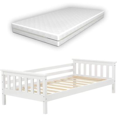 en.casa Lit pour enfants avec matelas orthopédique - Blanc - Publicité en.casa Lit pour enfants avec matelas orthopédique - Blanc - Publicité