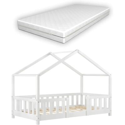 en.casa Kinderbett Hausform 80x160cm mit Matratze en.casa Kinderbett Hausform 80x160cm mit Matratze