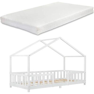 en.casa Treviolo Lit Enfant en Pin - Forme de Maison - 90x200 cm - Publicité en.casa Treviolo Lit Enfant en Pin - Forme de Maison - 90x200 cm - Publicité