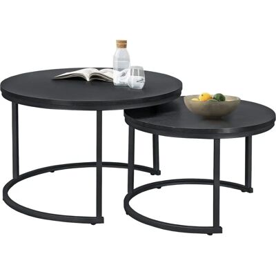 en.casa Ensemble de 2 tables gigognes - Noir - Publicité en.casa Ensemble de 2 tables gigognes - Noir - Publicité