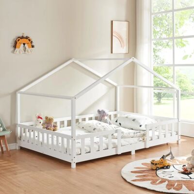 en.casa Lit pour enfants en forme de maison - 200x120 cm - Blanc - Publicité en.casa Lit pour enfants en forme de maison - 200x120 cm - Blanc - Publicité