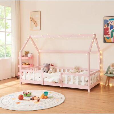 en.casa - Lit pour enfants en forme de maison avec garde-corps - Lit d'enfant en pin - Publicité en.casa - Lit pour enfants en forme de maison avec garde-corps - Lit d'enfant en pin - Publicité