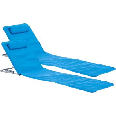 en.casa Strandliege-Set - Verstellbar, Zusammenklappbar, Blau en.casa Strandliege-Set - Verstellbar, Zusammenklappbar, Blau