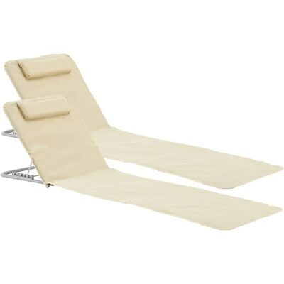 en.casa 2er-Set Strandmatten Beige - Faltbare Sonnenliege en.casa 2er-Set Strandmatten Beige - Faltbare Sonnenliege