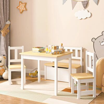 en.casa Kindermöbel-Set - Tisch, 2 Stühle, Aufbewahrungsbank en.casa Kindermöbel-Set - Tisch, 2 Stühle, Aufbewahrungsbank