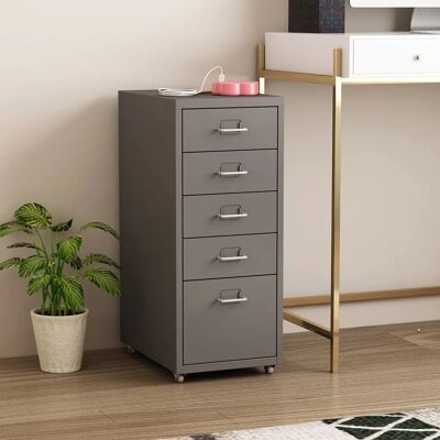 Armoire à roulettes en acier En. Casa avec 5 tiroirs - Bureau - Publicité Armoire à roulettes en acier En. Casa avec 5 tiroirs - Bureau - Publicité