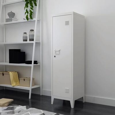 en.casa - Casier métallique Kurikka - Blanc - 137x38x38cm - 3 Compartiments - Publicité en.casa - Casier métallique Kurikka - Blanc - 137x38x38cm - 3 Compartiments - Publicité