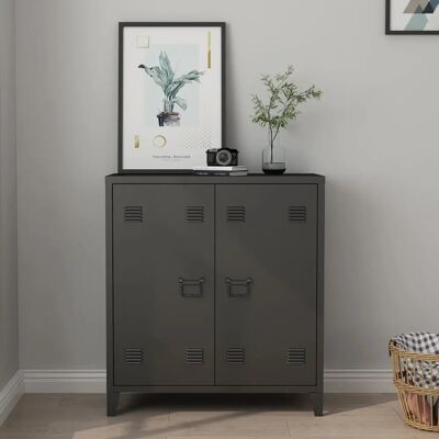 Armario metálico de oficina Oripää - Estantes ajustables, Cerradura magnética, Ventilación - 90x80x33cm Armario metálico de oficina Oripää - Estantes ajustables, Cerradura magnética, Ventilación - 90x80x33cm