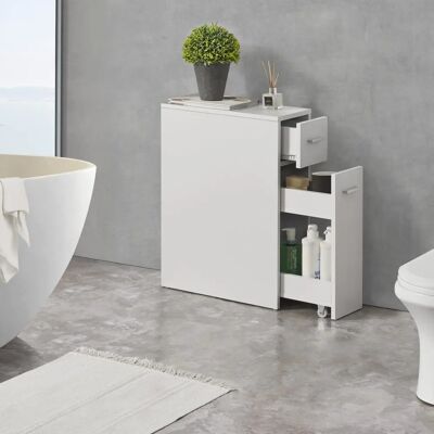 en.casa Armario de baño con 2 cajones - Blanco y compacto en.casa Armario de baño con 2 cajones - Blanco y compacto