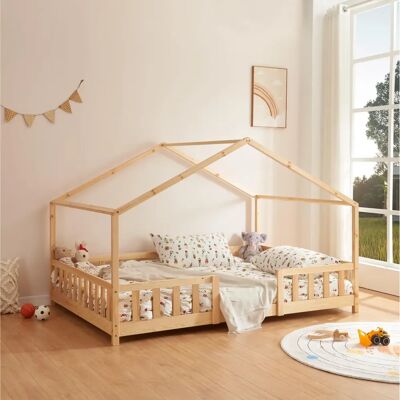 en.casa Lit pour enfants Treviolo en forme de maison 120x200 Pin naturel - Publicité en.casa Lit pour enfants Treviolo en forme de maison 120x200 Pin naturel - Publicité