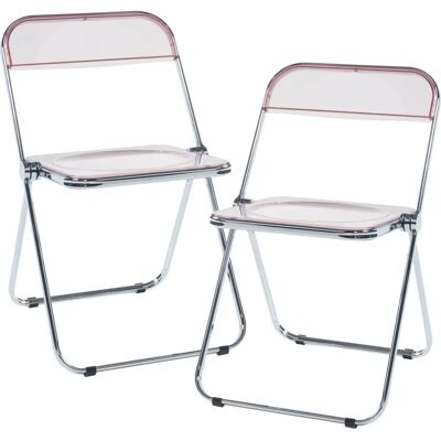 en.casa - Chaise Pliable Pornainen - Rose & Transparent - 74x46x47cm - Publicité en.casa - Chaise Pliable Pornainen - Rose & Transparent - 74x46x47cm - Publicité
