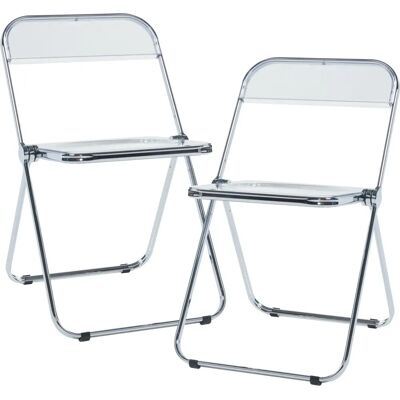 en.casa Pornainen Chaise Pliant Transparente en Acier - Chaise Pliable - Publicité en.casa Pornainen Chaise Pliant Transparente en Acier - Chaise Pliable - Publicité
