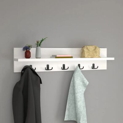 en.casa Perchero de Pared con Estante - Blanco 80x13x18 cm en.casa Perchero de Pared con Estante - Blanco 80x13x18 cm