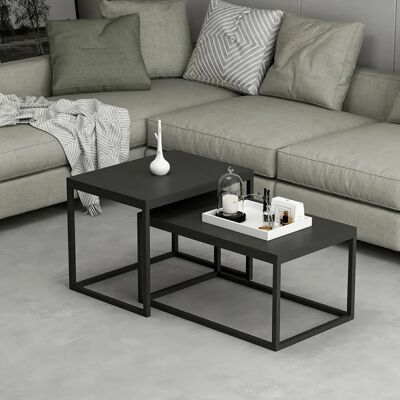 en.casa - Set aus 2 Nido-Couchtischen - Schwarz Matt en.casa - Set aus 2 Nido-Couchtischen - Schwarz Matt