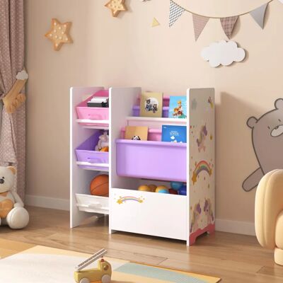 en.casa Étagère pour enfants avec motif de licorne et boîtes de rangement - Publicité en.casa Étagère pour enfants avec motif de licorne et boîtes de rangement - Publicité