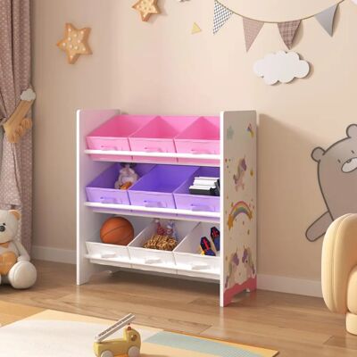en.casa Étagère pour enfants avec 9 boîtes pliables - Licorne - Publicité en.casa Étagère pour enfants avec 9 boîtes pliables - Licorne - Publicité