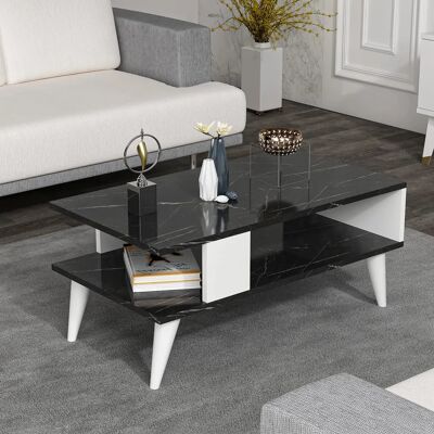 en.casa Lycksele Table Basse - Noir/Blanc - Carrée, 2 étagères, 40x90x45cm - Publicité en.casa Lycksele Table Basse - Noir/Blanc - Carrée, 2 étagères, 40x90x45cm - Publicité
