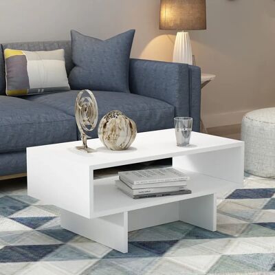 en.casa Mjölby Table basse rectangulaire blanche - Table de salon - Publicité en.casa Mjölby Table basse rectangulaire blanche - Table de salon - Publicité
