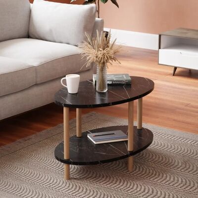 en.casa Højreby Tavolino Ovale in Marmo Nero - 43x70x44cm en.casa Højreby Tavolino Ovale in Marmo Nero - 43x70x44cm