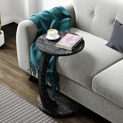 Tavolino Es.Casa Holeby - Effetto marmo nero - Design versatile Tavolino Es.Casa Holeby - Effetto marmo nero - Design versatile