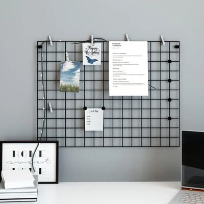 en.casa Sæby Wandgitter - Schwarz - 75x55cm - Foto & Notizbrett en.casa Sæby Wandgitter - Schwarz - 75x55cm - Foto & Notizbrett