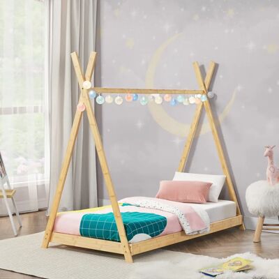 en.casa Cama infantil Vimpeli Bambú - Natural - 90x200cm - Cama para niños en.casa Cama infantil Vimpeli Bambú - Natural - 90x200cm - Cama para niños