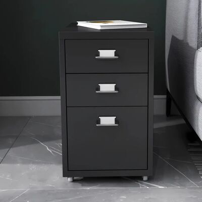 en.casa Armoire à dossiers avec Roues - 3 tiroirs, Acier, Noir - Publicité en.casa Armoire à dossiers avec Roues - 3 tiroirs, Acier, Noir - Publicité