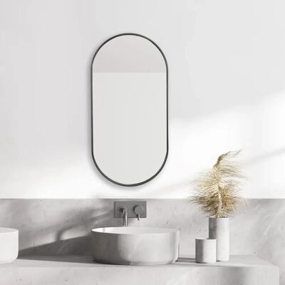 espejo ovalado de pared en negro - 40x80cm - Decoración para baño/dormitorio espejo ovalado de pared en negro - 40x80cm - Decoración para baño/dormitorio