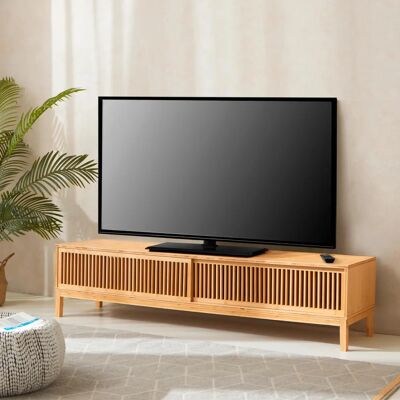 en.casa Mueble de TV Bambú - Natural, 140x40x38cm, 2 puertas correderas en.casa Mueble de TV Bambú - Natural, 140x40x38cm, 2 puertas correderas