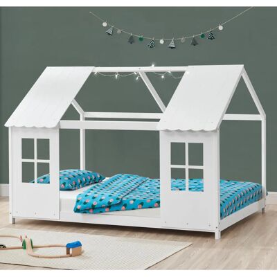 en.casa Kinderbett Hausform 90x200cm Weiß en.casa Kinderbett Hausform 90x200cm Weiß