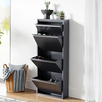en.casa Sokndal platzsparender Schuhschrank mit 3+1 Klappfächern en.casa Sokndal platzsparender Schuhschrank mit 3+1 Klappfächern
