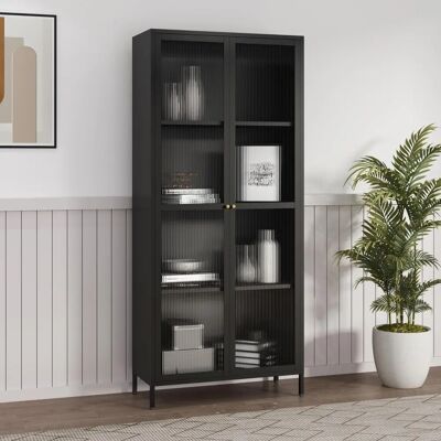en.casa Sä kylä Vitrina - 2 Puertas, 4 Estantes, Negro y Translúcido en.casa Sä kylä Vitrina - 2 Puertas, 4 Estantes, Negro y Translúcido