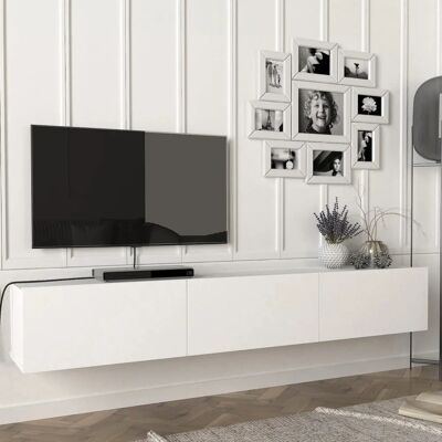 en.casa Wandmontiertes TV-Möbel mit 3 Türen - Weiß en.casa Wandmontiertes TV-Möbel mit 3 Türen - Weiß