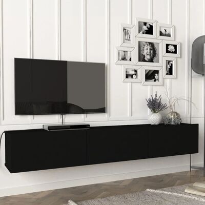 en.casa Wand-TV-Schrank mit 3 Türen - Schwarz en.casa Wand-TV-Schrank mit 3 Türen - Schwarz