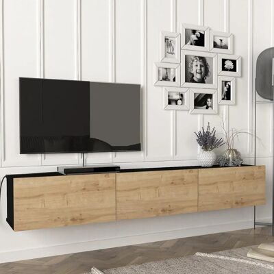 En.casa Vihti Wand-TV-Möbel - Schwarz & Eiche Beige En.casa Vihti Wand-TV-Möbel - Schwarz & Eiche Beige
