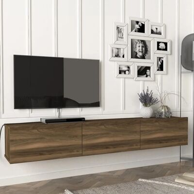 en.casa Mueble de TV de Pared - Efecto Nogal - 3 Puertas 180x31x29.5cm en.casa Mueble de TV de Pared - Efecto Nogal - 3 Puertas 180x31x29.5cm