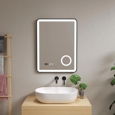 Espejo de Pared con LED Pescara - Negro - Antivaho y Lupa Espejo de Pared con LED Pescara - Negro - Antivaho y Lupa