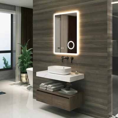 Espejo de baño LED Racale con reloj y lupa - Pro.Tec Espejo de baño LED Racale con reloj y lupa - Pro.Tec