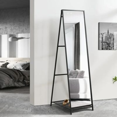 en.casa Espejo de cuerpo entero Negro Inclinable Estilo Elegante en.casa Espejo de cuerpo entero Negro Inclinable Estilo Elegante