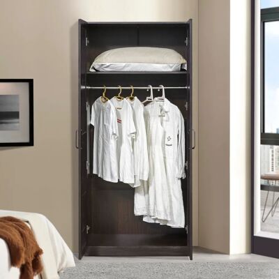 en.casa Finning Walnuss Dunkel Kleiderschrank - 2 Türen 176x80x52cm en.casa Finning Walnuss Dunkel Kleiderschrank - 2 Türen 176x80x52cm