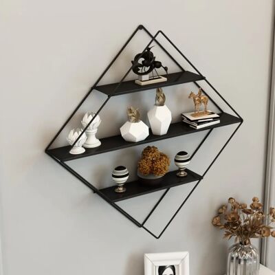 en.casa - Estantería de pared - Diamante - 3 estantes - 66x50x9cm - Negro en.casa - Estantería de pared - Diamante - 3 estantes - 66x50x9cm - Negro