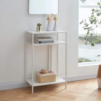 en.casa Kumlinge Mesa de Consola de Acero con 2 Estantes - Blanco en.casa Kumlinge Mesa de Consola de Acero con 2 Estantes - Blanco