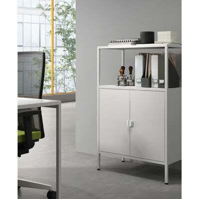 en.casa Armario de oficina gris claro con estante ajustable - Almacenamiento de oficina en.casa Armario de oficina gris claro con estante ajustable - Almacenamiento de oficina