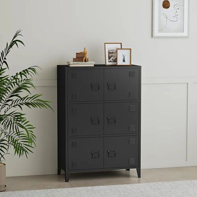 En.casa Hamina Bürokastenschrank - Stahl, 3 Fächer, 6 Türen En.casa Hamina Bürokastenschrank - Stahl, 3 Fächer, 6 Türen