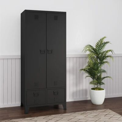 en.casa Hankasalmi Kleiderschrank - Modern, Schwarz, 180x90x40cm en.casa Hankasalmi Kleiderschrank - Modern, Schwarz, 180x90x40cm