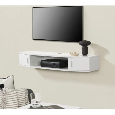 en.casa Estantería de Pared Tørring para TV Blanco - Soporta 15kg en.casa Estantería de Pared Tørring para TV Blanco - Soporta 15kg