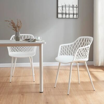 en.casa - Juego de 2 sillas de comedor - Metal y plástico - Reposabrazos - 82x56x52cm en.casa - Juego de 2 sillas de comedor - Metal y plástico - Reposabrazos - 82x56x52cm