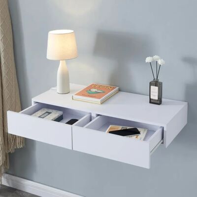en.casa Karstula Wandregal - Platzsparend, 2 Schubladen, MDF, Weiß en.casa Karstula Wandregal - Platzsparend, 2 Schubladen, MDF, Weiß